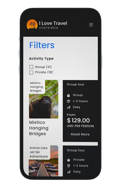 ILT Costa Rica mobile interface